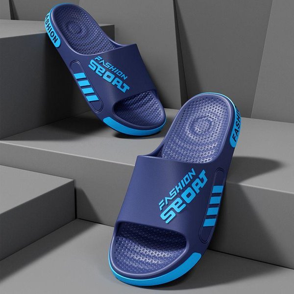 Las Pantuflas De Hombre Son Tendencia Para El BañO En Interiores En Casa, Mientras Que Las Pantuflas Frescas Son Adecuadas Para Usar Al Aire Libre. Zapatillas Antideslizantes 40-41 Azul-image