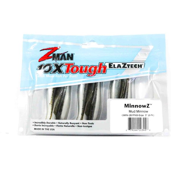 Zman PrzynęTa MięKka Minnowz 3 Cale 6 Szt. Mud Minnow (3458)-image