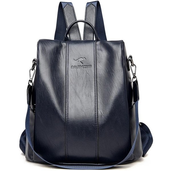 Mochila De Moda Simple Cuero Suave Multifuncional Para Mujer Gran Capacidad Mochila De Viaje Bolso Antirrobo Beige-image