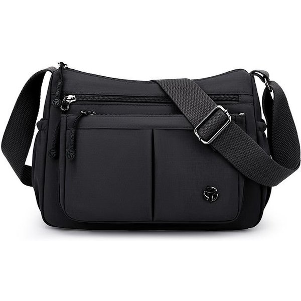 Torba Damska DużA Pojemność Torba Na Ramię Crossbody Lekka Nylonowa Torba Dla Mamy Czarny-image