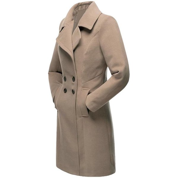 Abrigo Largo De Lana Para Mujer OtoñO E Invierno Chaqueta Doble Botonadura M Gray-image