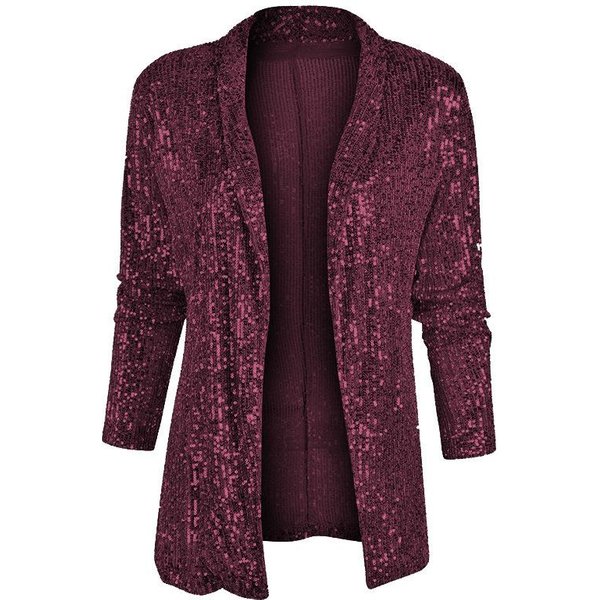 Nuevo Traje PequeñO De Manga Larga Con Temperamento, De Longitud Media A Larga, Chaqueta De Solapa De Color SóLido XXL-image
