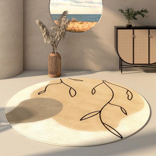 JapońSkie Wabi-Sabi MięKkie Puszyste Dywany Dekoracja Sypialni Dywany DużY Dywan Obszarowy W Salonie Mata Pod Sofę KrzesłO Dywanik Do Szatni Salonu Diameter 80Cm-image