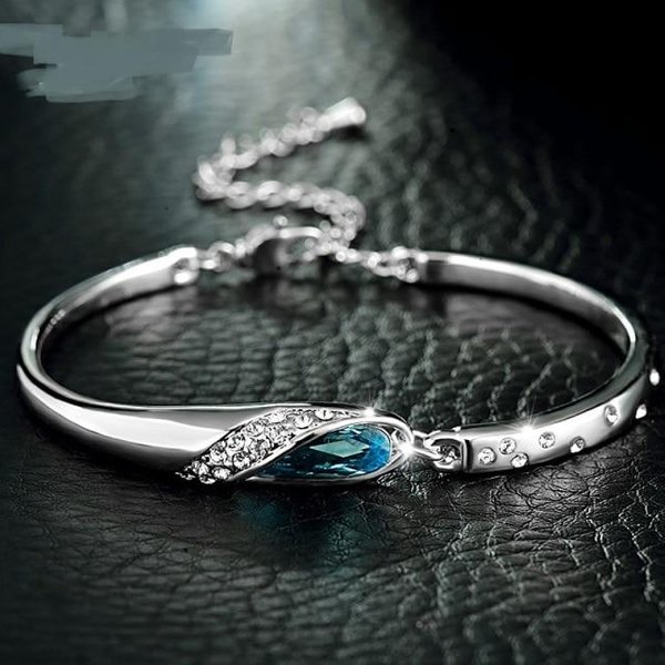 100% 925 Srebrne Bransoletki Bransoletki Dla Kobiet ŚLubne Panny MłOdej Niebieski Kryształ Bransoletka Prezent BiżUteria Fine Jewelry Czerwony Kryształ Bransoletka-image