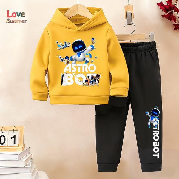 2 Szt. Zestaw Bluzy ChłOpięCej Astro Bot Z DłUgim RęKawem, Spodnie 2 Szt. Sportowy Zestaw Bluzy Z Kapturem, Idealny Na Co Dzień Na ZewnąTrz 120CM-image