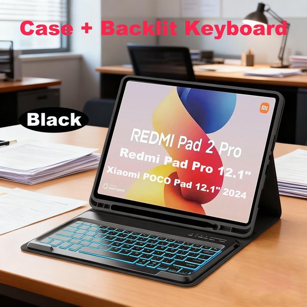 Funda Para Redmi Pad 2 Pro 12.1/Redmi Pad Pro De 12.1 Pulgadas, Funda Con Teclado Bluetooth Para Poco Pad De 12.1 Pulgadas 12.1-Inch&Russian-image