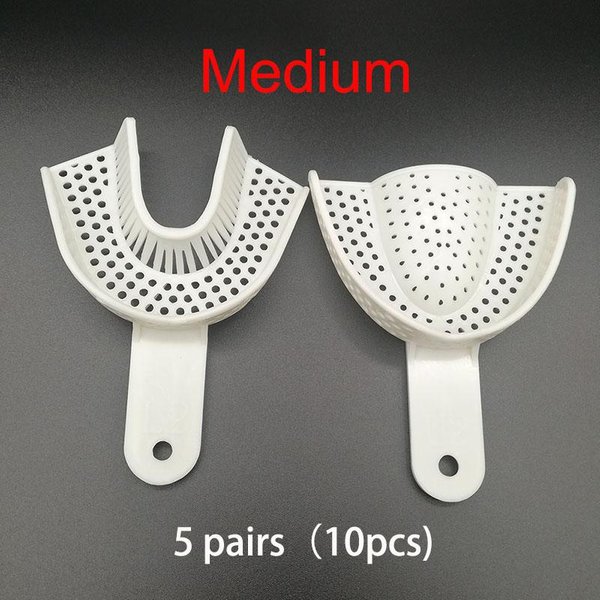 10 Piezas Bandejas De PláStico Para Impresiones Dentales Sin Malla Herramientas De Dentista Bandejas Portadientes Material De Laboratorio De OdontologíA-image