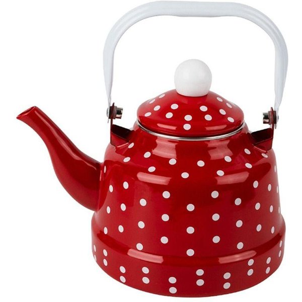 RęCznie Robiony Czajnik Emaliowany Emaliowany Czajnik Do Herbaty Vintage StarożYtny Dzbanek Z Dzwonkiem Na ZewnąTrz 1.7L-Style 3-image