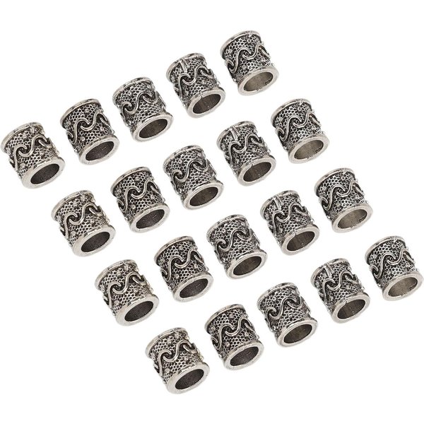 20 Piezas AleacióN Perla Para Barba Retro DIY Tubo Para El Cabello Dreadlocks Cuentas Para Trenzado De Cabello Pulsera Collar-image
