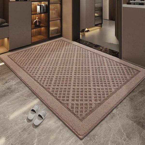 Color Puro Simple Alfombra De Entrada Para Quitar El Polvo Alfombra De Entrada De Goma Alfombra Antideslizante Resistente Al Desgaste Para Porche De Casa 61*92Cm-image