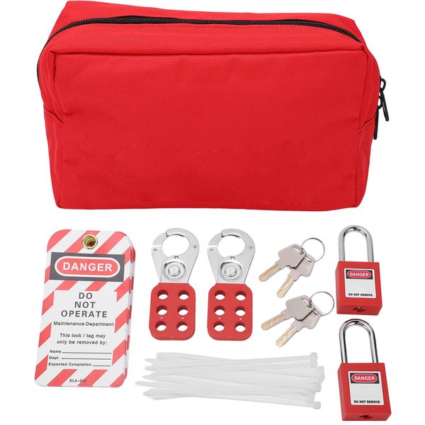 Kit De Bloqueo Y Etiquetado Kit Loto EléCtrico Con Candados De Seguridad Cerrojos Etiquetas Loto Bolsa De Llaves Para Cerradura-image