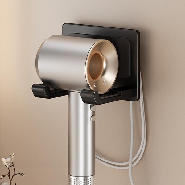 Aluminiowy Uchwyt Na Suszarkę Do WłOsóW Montowany Na ŚCianie Samoprzylepny Bez Wiercenia Stojak Na Suszarkę Do WłOsóW Dla Dyson Bez Wiercenia Organizer Do Przechowywania W ŁAzience Czarny-image