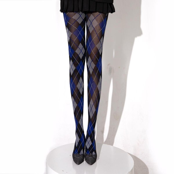 Nuevas Medias Panty De Cuadros Retro Para Mujer LenceríA Estilo JK JaponéS Pantimedias Leggings Medias Altas Suaves Sexy Para Muslo One Size Gray-image