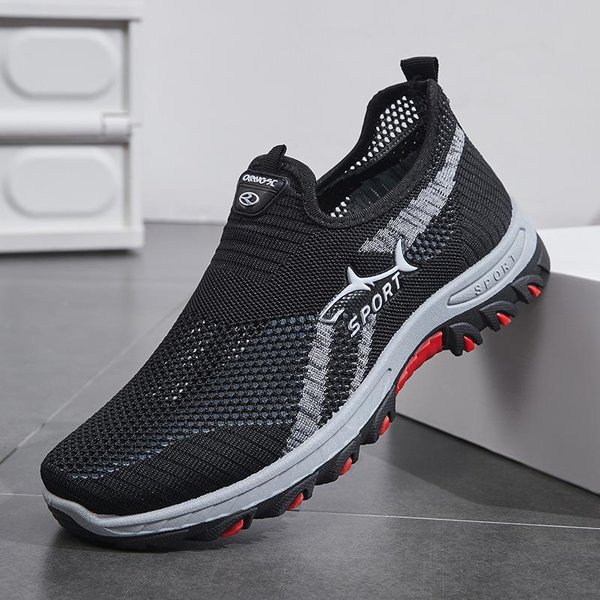 Zapatos De Malla Para Hombre, Zapatillas De Deporte Ligeras Y CóModas Para Hombre, Zapatos Planos Sin Cordones, Mocasines 40 Negro-image