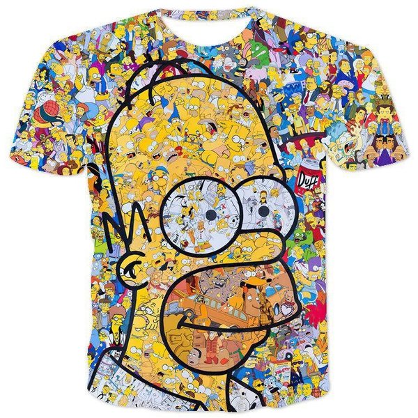 Camiseta De Verano THE Simpsons ImpresióN Digital 3D Para Hombre Transpirable Cuello Redondo Manga Corta XL-image