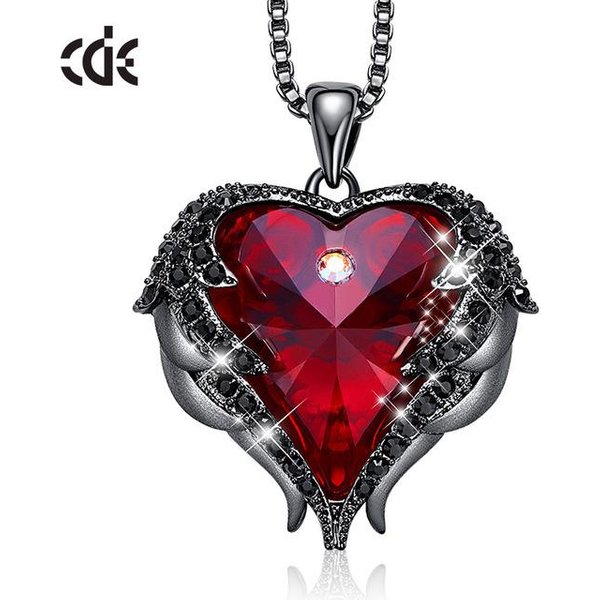 Collar Con Forma De CorazóN De OcéAno Y Alas De áNgel Para Mujer, Cadena De ClavíCula De Cristal-image