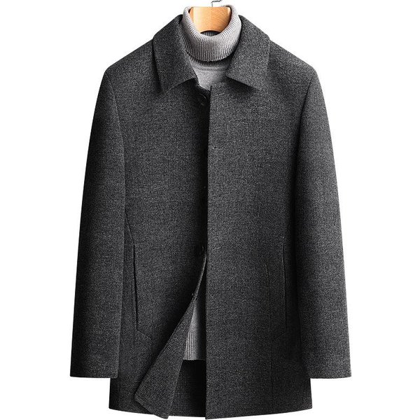 Abrigo De Lana De Doble Cara Con Forro De PlumóN Desmontable Para OtoñO E Invierno Para Hombre, Grueso, Talla Grande Para Hombres De Mediana Edad Y Mayores 6XL Gray-image