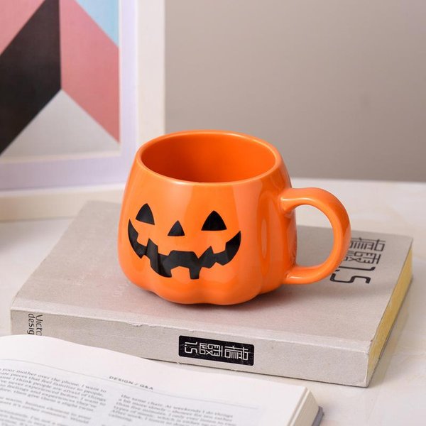 1 Ud. Taza De Calabaza De Halloween De 400 Ml DecoracióN Taza Con PatróN De Halloween CeráMica Linda Taza De Café De Calabaza CumpleañOs Vajilla De Mesa Regalos 400Ml Orange-image