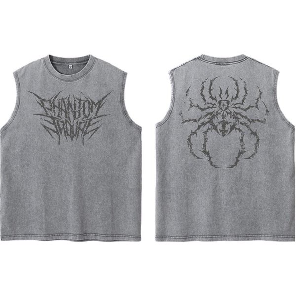 Camiseta Sin Mangas Vintage De Anime Hunter X Hunter Lavada, AlgodóN, Streetwear, Holgada, Con GráFicos, Color SóLido, Chaleco Sin Mangas Para Hombres Y Mujeres M Gray-image