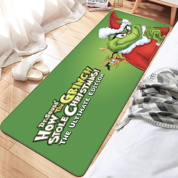 G-Grinchs Feliz Navidad Alfombra De Pasillo Lavable Antideslizante Alfombra De ÁRea Para Sofá Y Sillas De Sala De Estar Felpudo De Cocina Alfombra De ÁRea 40X60Cm-image