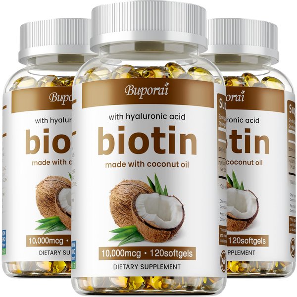 Suplemento De Biotina Con Aceite De Coco, 10.000 Mcg, MáXima AbsorcióN, Para Hombres Y Mujeres 120*3-image