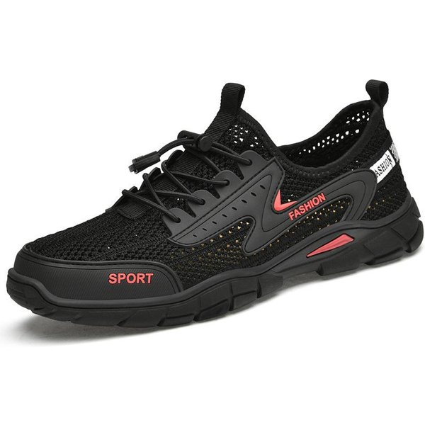 Zapatos De Superficie De Malla Verano Transpirables Nuevos Zapatos Deportivos Casuales De Malla Para Hombre Suela Blanda Calzado Calado Botas De MontañA Para Exterior 46 Negro-image