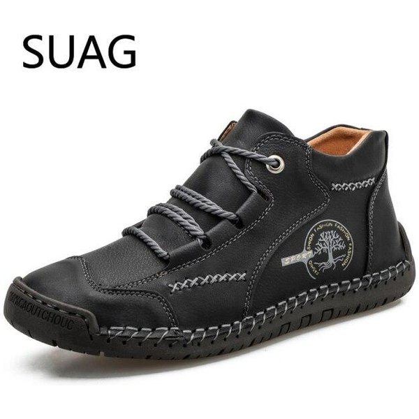 Zapatos Casuales CóModos, Zapatillas De Deporte Para Hombre, Mocasines De Cuero, Zapatos De Invierno Para Hombre, Zapatos Planos Transpirables, Mocasines Grandes 47 48 47 Negro-image