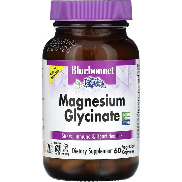 Bluebonnet Nutrition, Glicynian Magnezu, 100 Mg, 60 KapsułEk RośLinnych-image