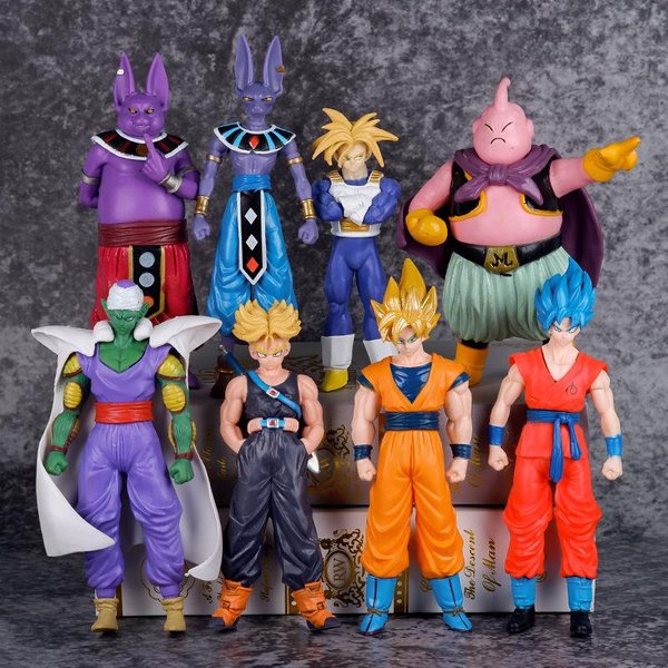 8 Piezas/Set Anime Dragon Ball Z Son Goku Trunks Beerus Majin Buu Figura De AccióN Vegeta Piccolo Son Gohan Super Saiyan Modelo MuñEca Juguete-image
