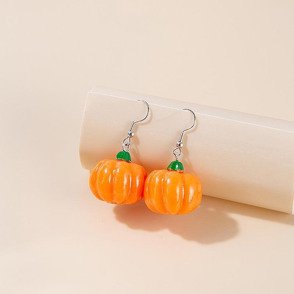 Pendientes De Calabaza Tridimensionales De Halloween Creativos Y De Moda, Lindos Y VersáTiles Accesorios De Oreja De Nicho Personalizados Para Mujeres Naranja-image