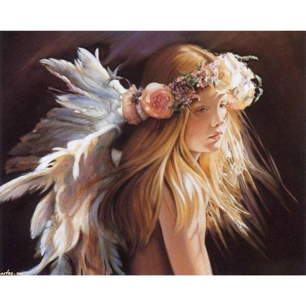 Pintura Diamante 5D ÁNgel Bebé Cristo Bordado Diamante Redondo Completo 20X30CM-image