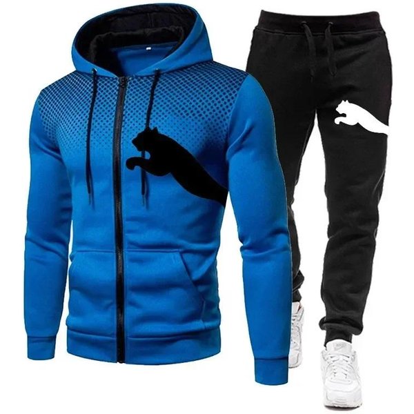 Conjunto De Sudadera Con Capucha Para Hombre OtoñO E Invierno, Conjunto De Sudadera Con Capucha + Pantalones, Ropa Deportiva Para Correr Y Ocio L-image