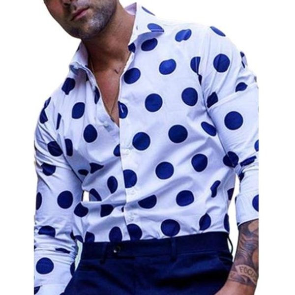 MęSka Koszula W Paski, W Kropki, Z Klapami, Z DłUgim RęKawem, JednorzęDowa Koszula, Topy Slim Fit, Koszula Na Co Dzień, Odzież Robocza L-image