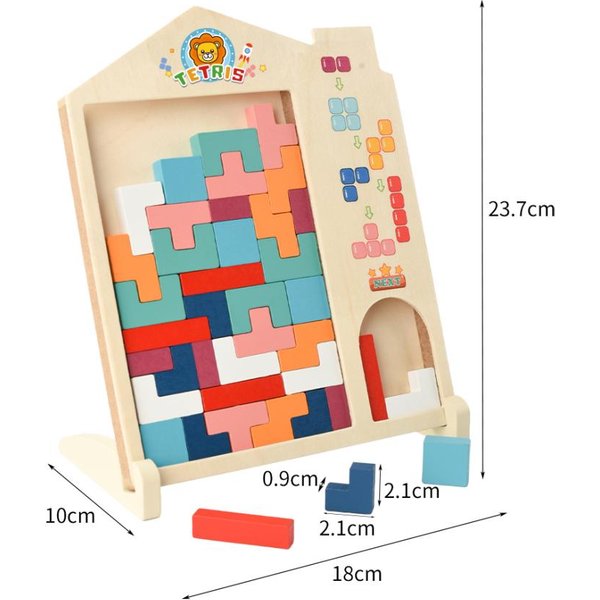 Drewniane Puzzle 3D Klocki UkłAdanki Zabawka Jigsaw Tangram Kolorowa Gra Puzzle Edukacyjna Dla PrzedszkolakóW NiemowląT MaluchóW Dzieci-image