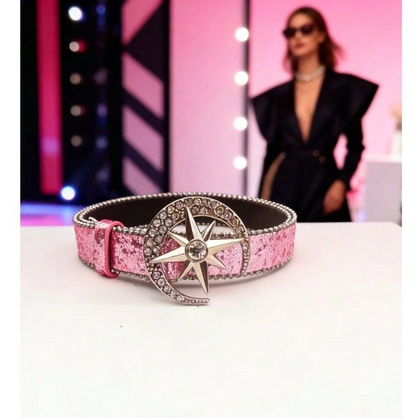 Diamentowy Pasek Punkowy Wszechstronny Damski Dekoracyjny Pasek Do DżInsóW Dekoracyjny Pink Multikolor-image