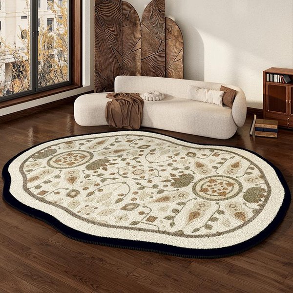 Nieregularny Pluszowy Dywan Do Salonu Francuskie Retro Dywany Do Salonu Luksusowy Kremowy Dekoracja Do Sypialni Dywan DużEj Powierzchni Domowy Puszysty MięKki Dywanik 80X160Cm-image
