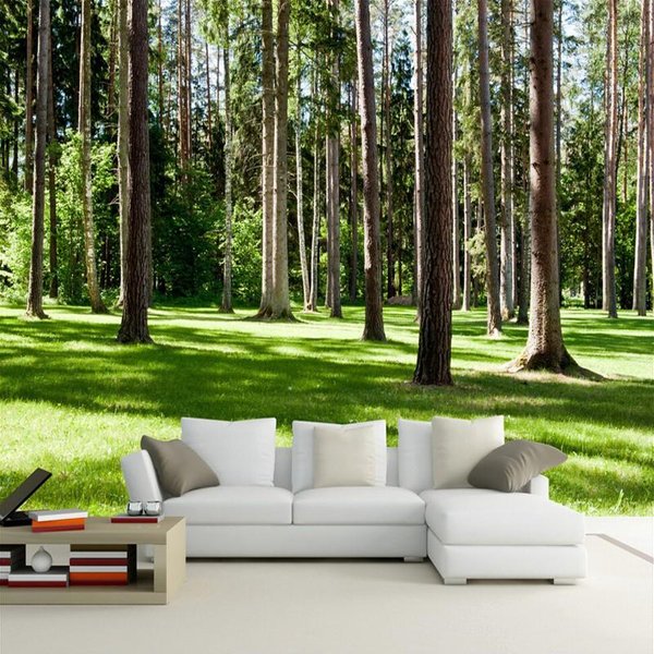Las Krajobraz Mural Natura 3D Tapety, Salon Sypialnia Mural Home Decor Tapety 200 Cm(W) X 140 Cm(H) Black-image