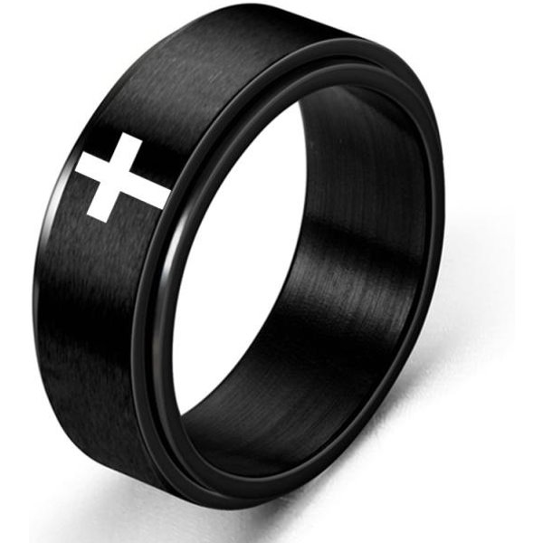 6Mm 8Mm Stal Nierdzewna Krzyż PierśCień ChrześCijańSki Jezus Chrystus Modlitwa Pana Dla MężCzyzn I Kobiet 12 White-image