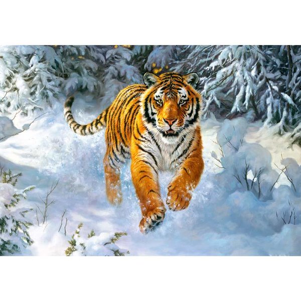 Pintura De Diamantes 5D DIY Tigre En La Nieve Bordado De Diamantes Punto De Cruz Pintura Mosaico De PedreríA 20X30CM-image