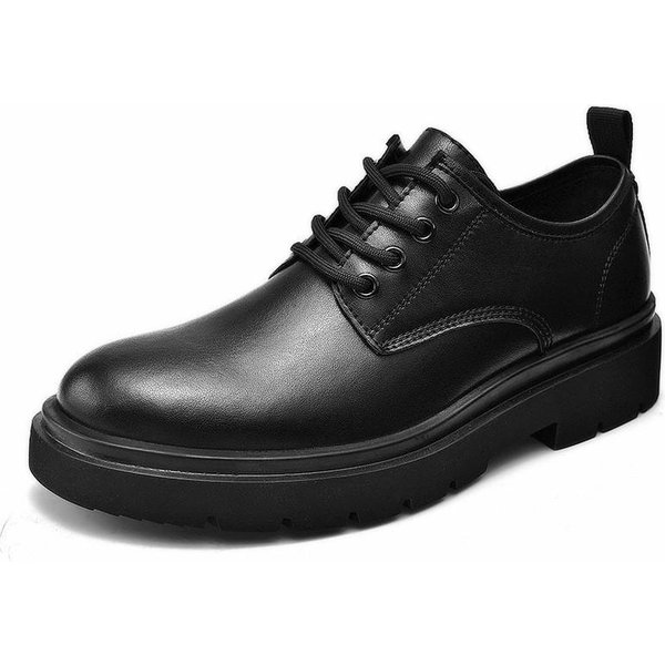 Zapatos De Hombre Primavera Y Verano Nuevos Ocio Cargo Zapatos De Cuero Estilo BritáNico CóModos Negro Negocios Formal 46 Negro-image