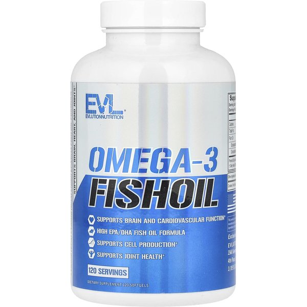 EVLution Nutrition, Aceite De Pescado Omega-3, 1000 Mg, 120 CáPsulas Blandas-image