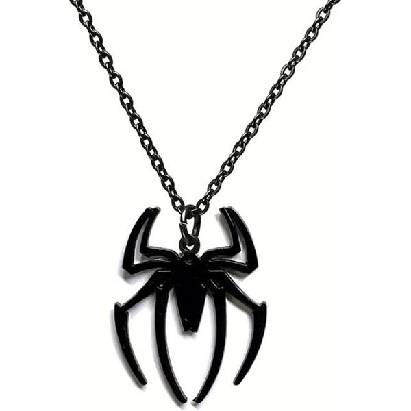 Collar Punk De Acero Inoxidable Para Halloween Colgante De ArañA Negra Hip Hop Collares Para Hombres NiñOs JoyeríA Regalo Brown-image