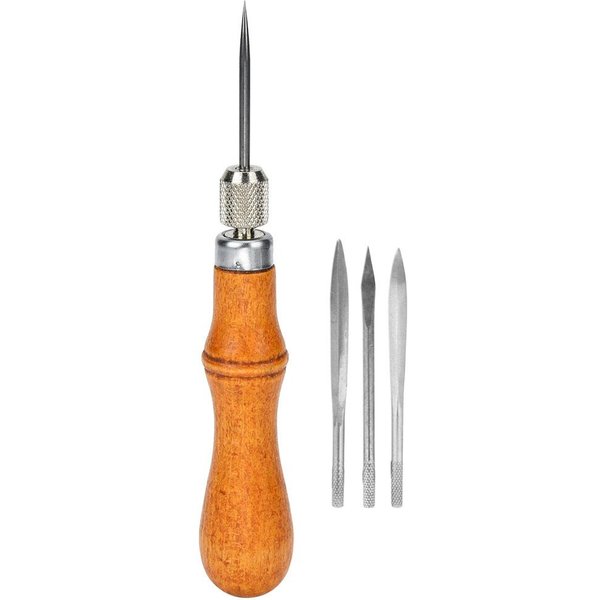 4 En 1 Multifuncional DIY Mango De Madera ArtesaníA En Cuero PunzóN De Costura Herramienta De Costura A Mano-image