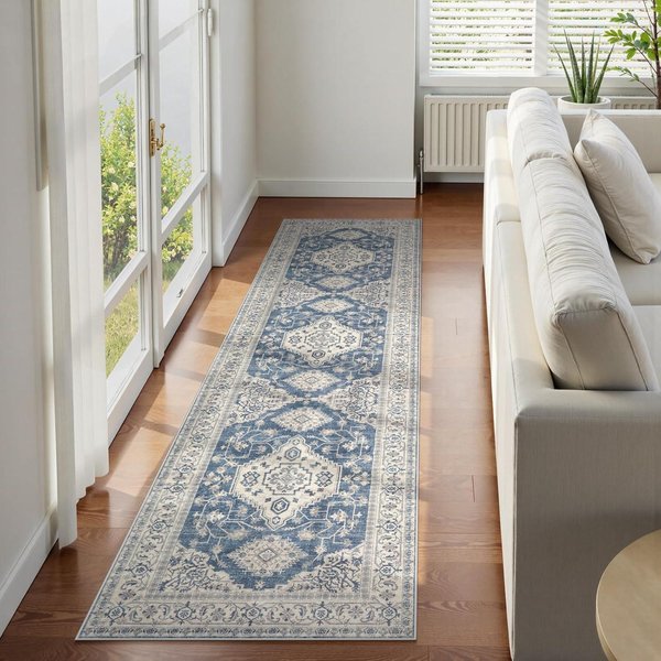 Vintage Zielony Perski Dywan Biegacz AntypośLizgowy Zmywalny Bohema Dywanik Do Przedpokoju Kuchni Sypialni WystróJ Domu 60X180Cm 24X71Inch-image