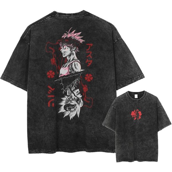 Camiseta Black Clover Asta Manga Para Hombre Mujer Camiseta De AlgodóN Lavado Ropa Verano Manga Corta Camisetas Oversize Streetwear XL Blanco-image