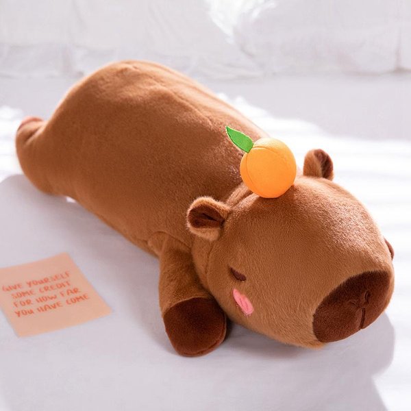 60Cm-100Cm Kawaii KreskóWka Gigantyczna Kapibara Pluszowa Lalka Poduszka LeżąCa BrąZowo-PomarańCzowa SkrzydłA Kreatywna Kapibara Pluszowa Zabawka WystróJ Domu About 100Cm-image