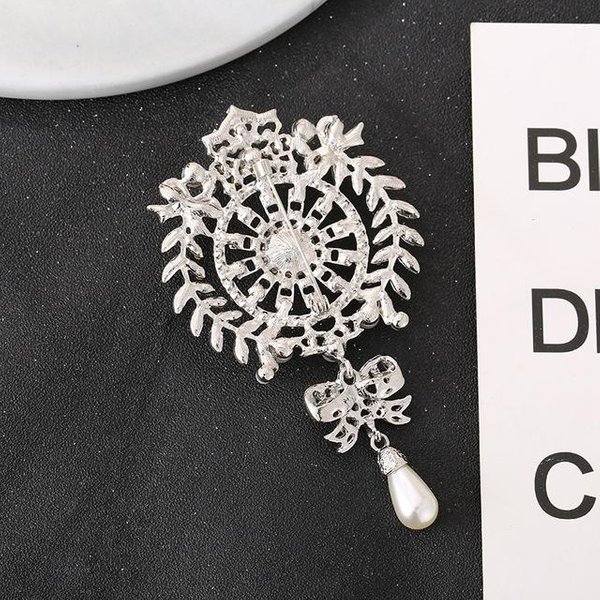 Broches De Flor De Cristal Con PedreríA Dorada Para Mujer, Broches De Perla Colgante De Moda, JoyeríA De Encanto Para Bodas, Fiestas Nupciales, Regalos-image