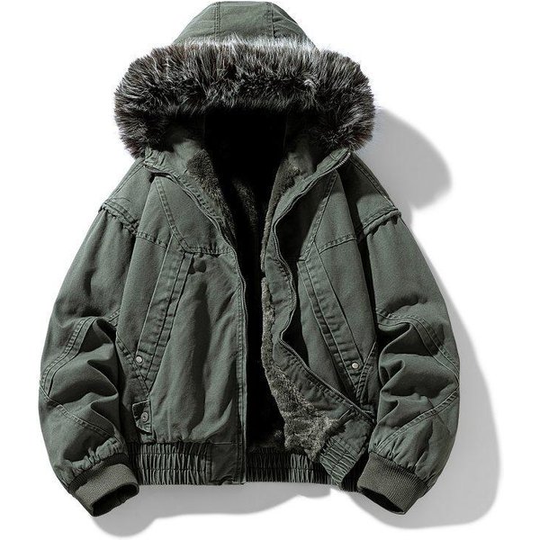Zimowy MęSki PłAszcz Fleecowy Hip-Hopowy Casualowy PłAszcz Parka MęSki Damski Streetwear MęSki BawełNiany PłAszcz Gruby Plus Aksamitna Kurtka L Black-image