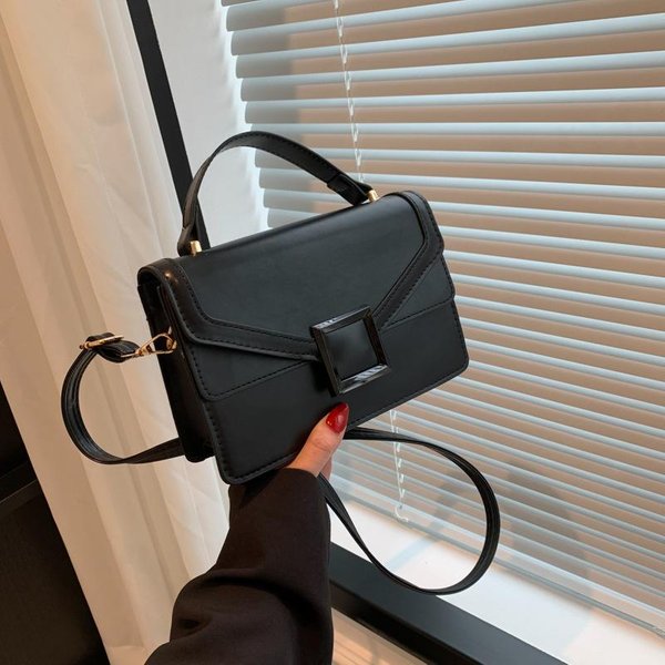 Bolso De Mano Texturizado Simple Para Mujer Primavera Nuevo VersáTil Ins Bolso Bandolera Temperamento Color SóLido Bolso Cuadrado PequeñO Para Mujer-image