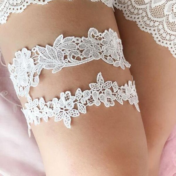 LenceríA Sexy De Moda Liga De Boda Novia Cosplay Accesorios De Fiesta Lazo Flor Encaje EláStico Anillo De Pierna Liga De Pierna Nupcial Gray-image